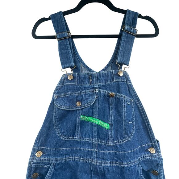 VTG KEY Bib Overalls 36x29 Denim Work Farm Trucker Hipster Hip Hop USA 90s Y2K - Picture 8 of 15